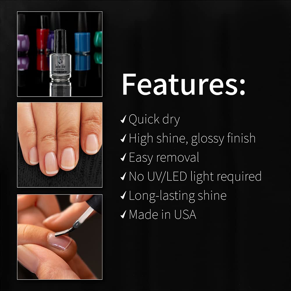 Seche high gloss shine nail top coat fluid ounce bottle angle