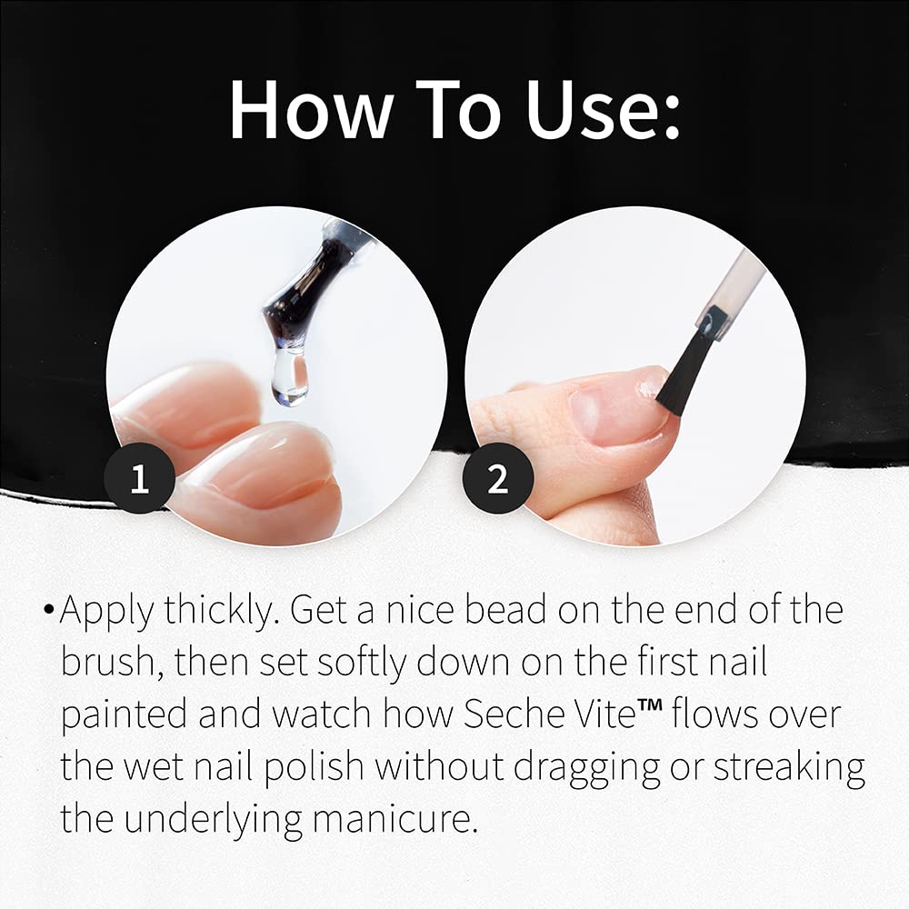 Authentic Seche Vite clear top coat polish label details