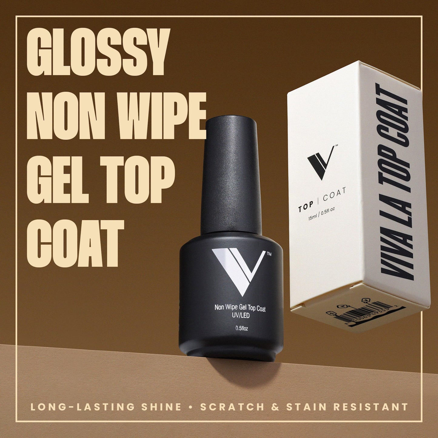 V Beauty Pure professional long lasting UV LED top coat bottle showing product labels and instructions