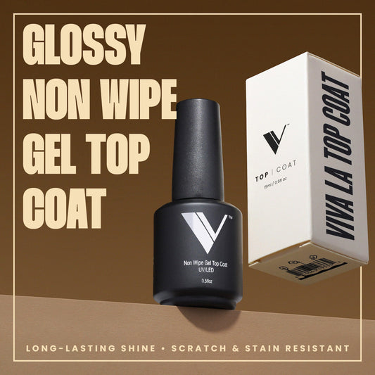 V Beauty Pure professional long lasting UV LED top coat bottle showing product labels and instructions