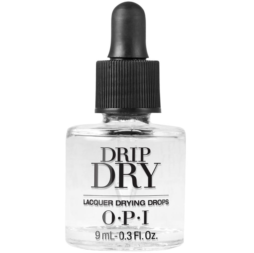 Nail polish drying drops fluid texture closeup highlighting the dropper tip