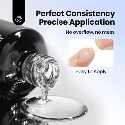 Step-by-step visual guide of nail prep before applying the authentic imported Beetles gel adhesive