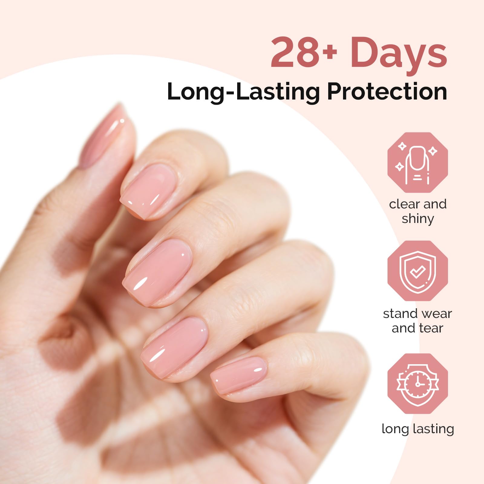 MelodySusie three piece clear gel manicure kit bottles showing base coat builder gel and top coat