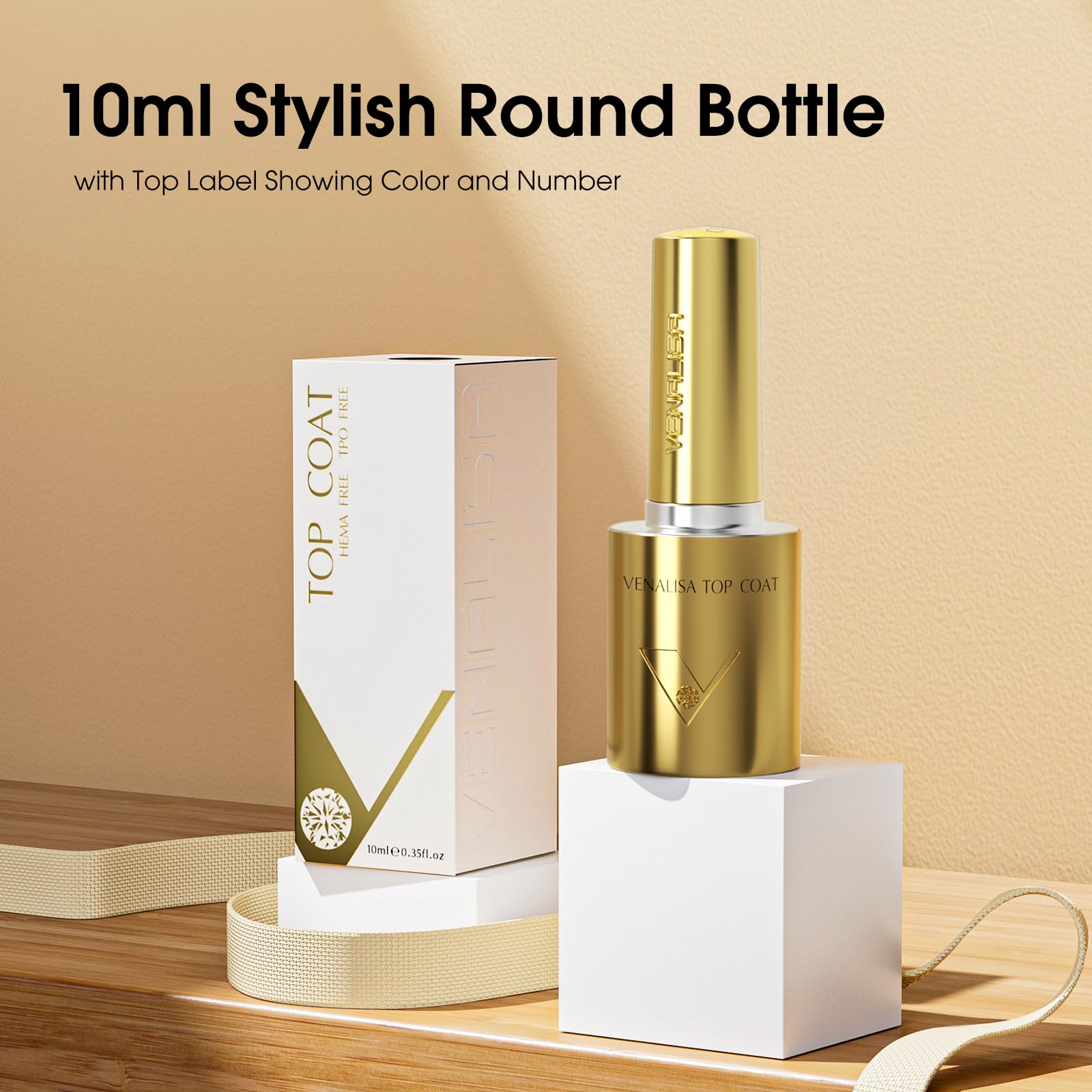 Close up of Venalisa high gloss gel top coat applicator brush