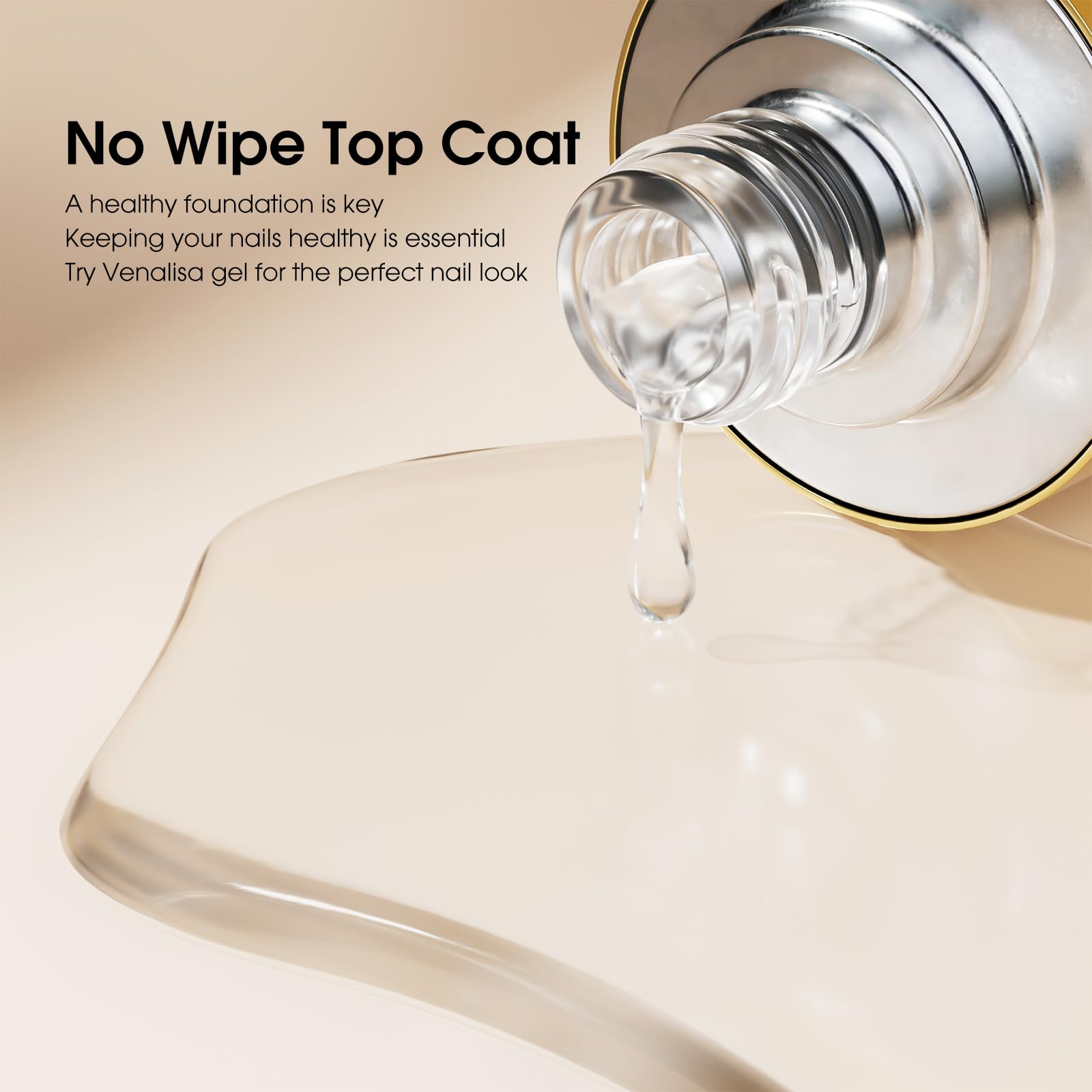 Professional manicure showing high gloss finish with Venalisa top coat