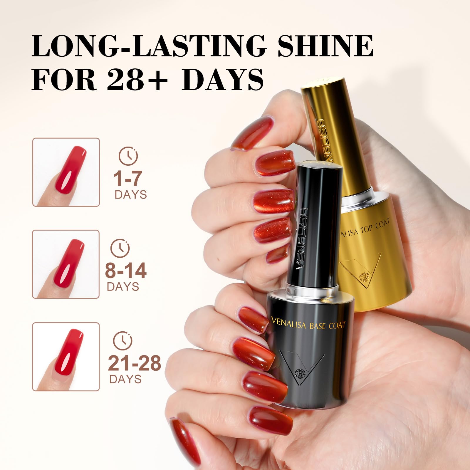 Top view of Venalisa clear gel nail polish bottle 10ml