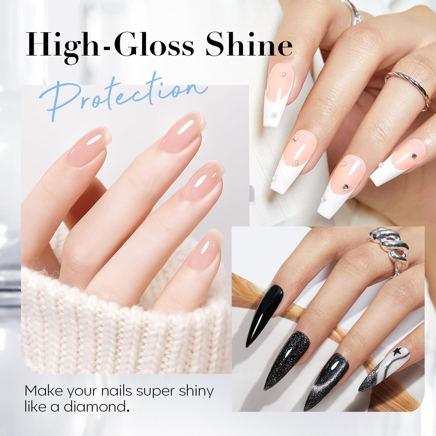 AZUREBEAUTY clear quick-dry lacquer bottle showing the smooth applicator brush.