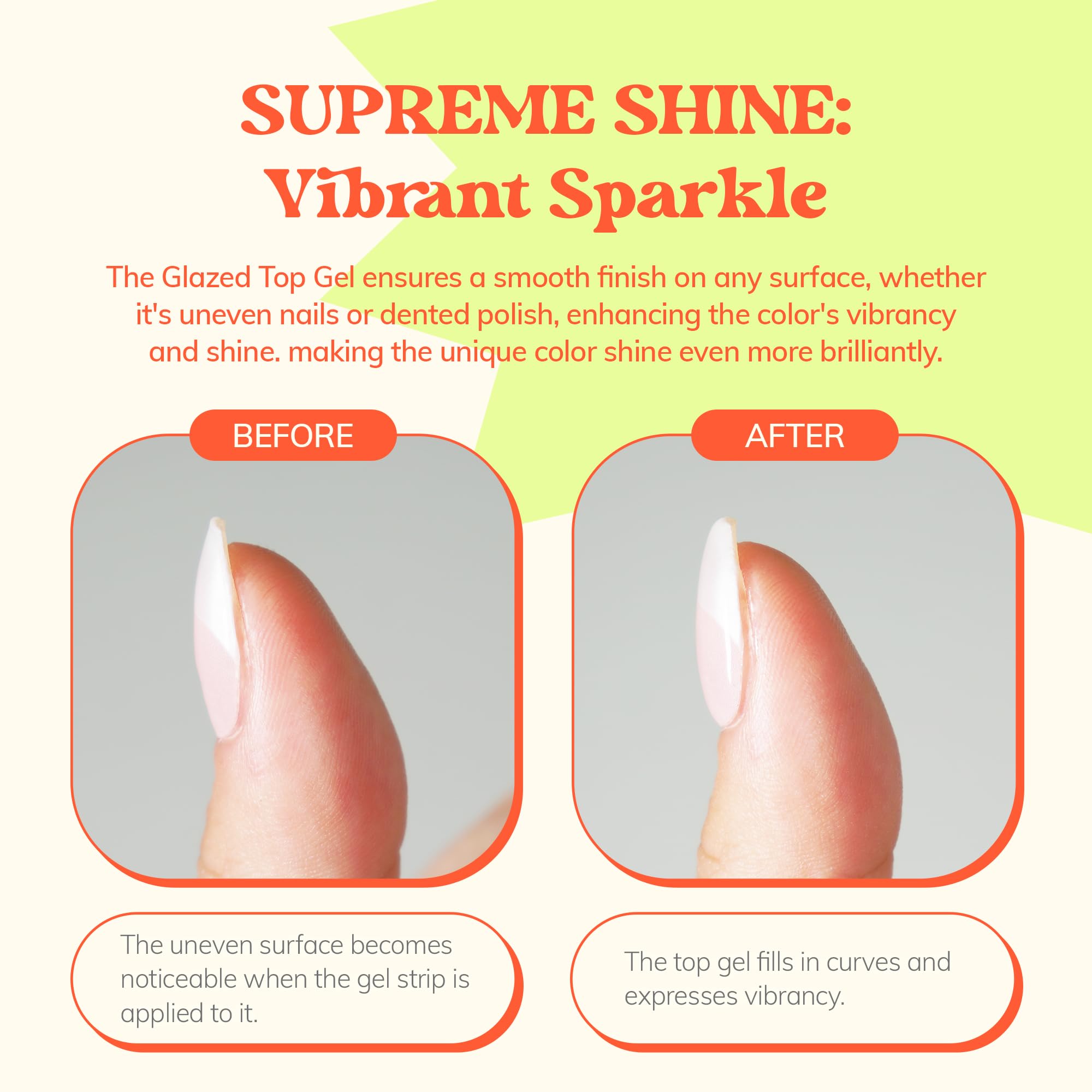 Heyhae Glazed Top Gel clear glass bottle highlighting the premium packaging.