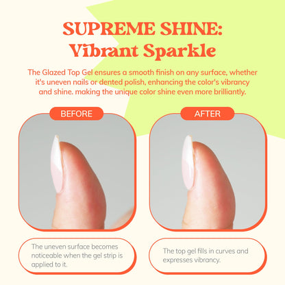 Heyhae Glazed Top Gel clear glass bottle highlighting the premium packaging.