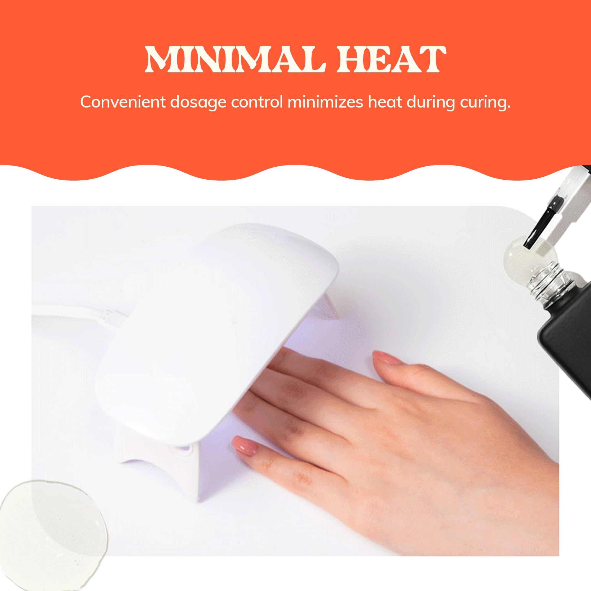 Heyhae Glazed Top Gel bottle alongside a finished high-shine gel manicure.