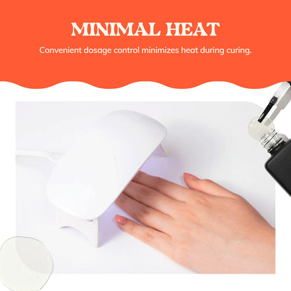 Heyhae Glazed Top Gel bottle alongside a finished high-shine gel manicure.