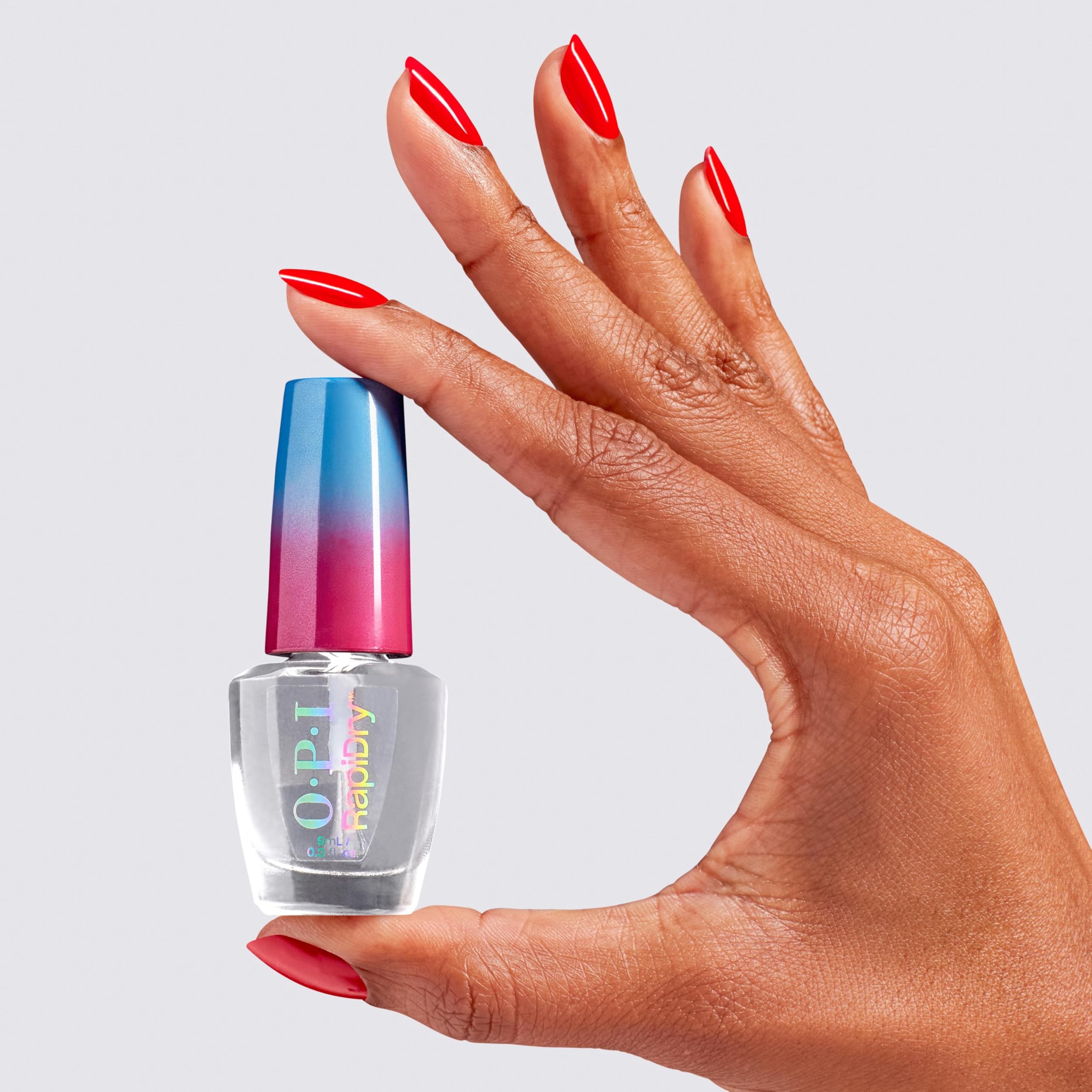Authentic USA imported OPI RapiDry premium manicure polish standing upright on white surface