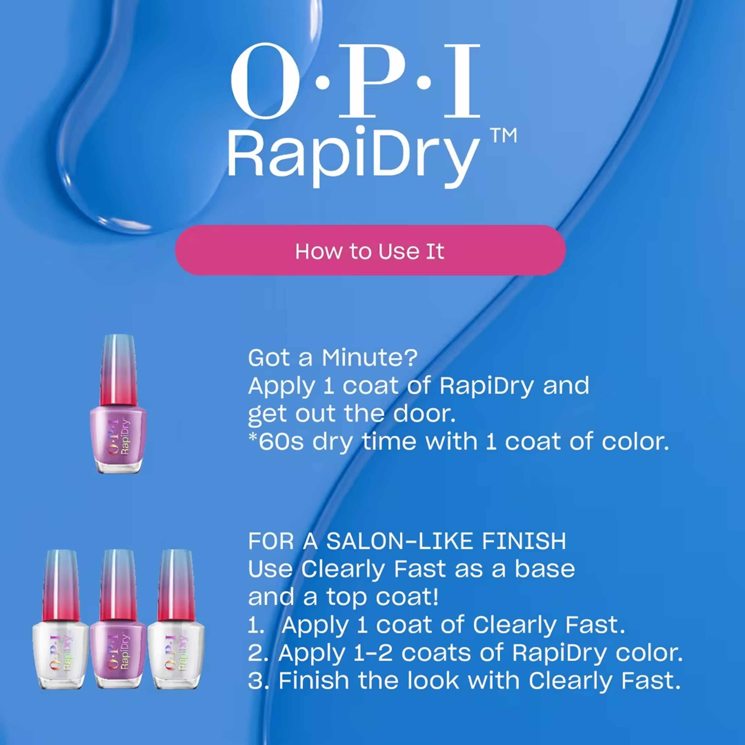 OPI long lasting quick dry holiday series lacquer showing the ingredient label and volume details