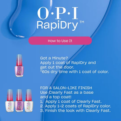 OPI long lasting quick dry holiday series lacquer showing the ingredient label and volume details
