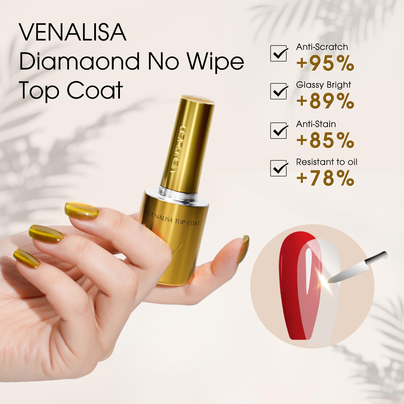 V Venalisa 10 milliliter gel top coat bottle detail