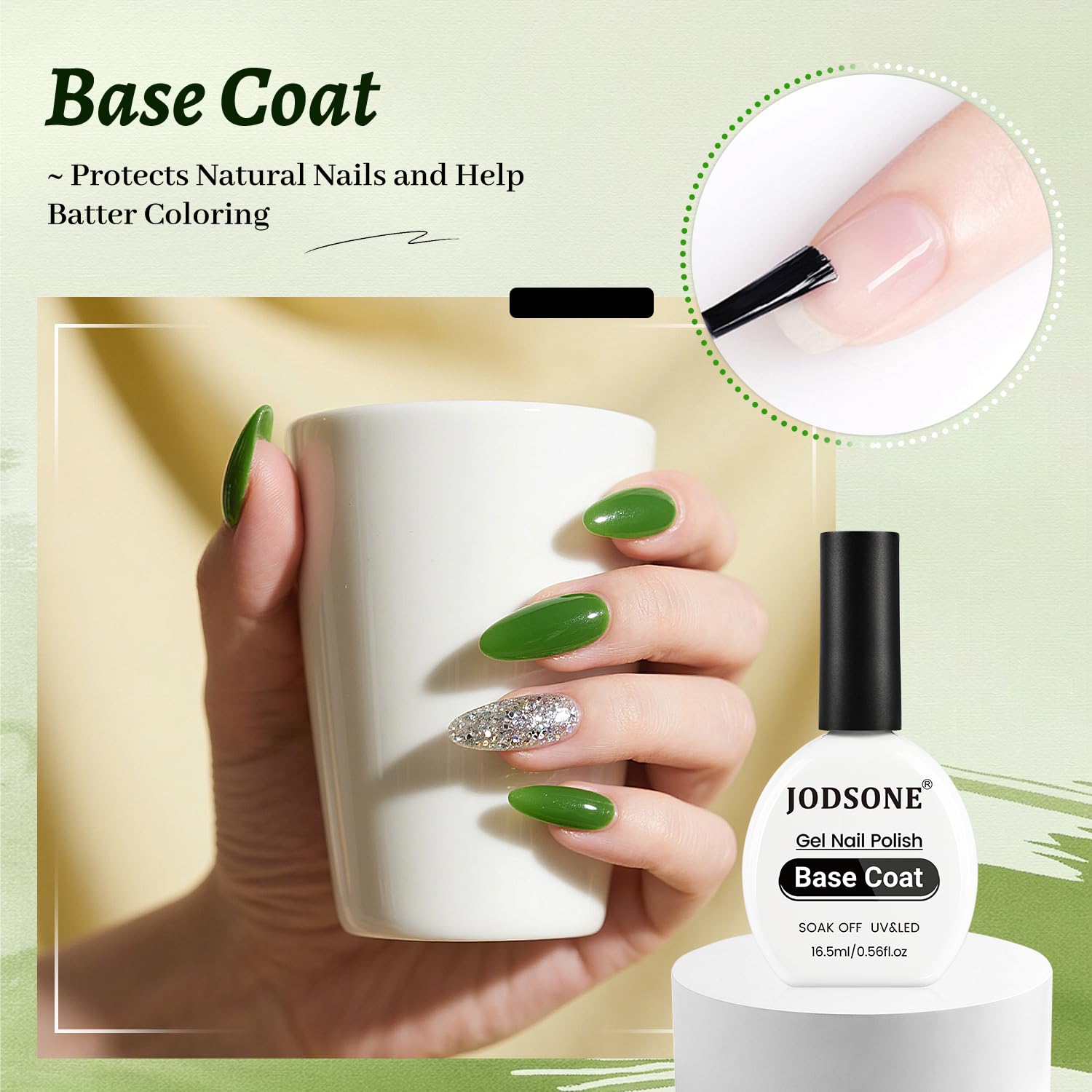 JODSONE clear builder gel application process demonstrating nail thickening and extensions.