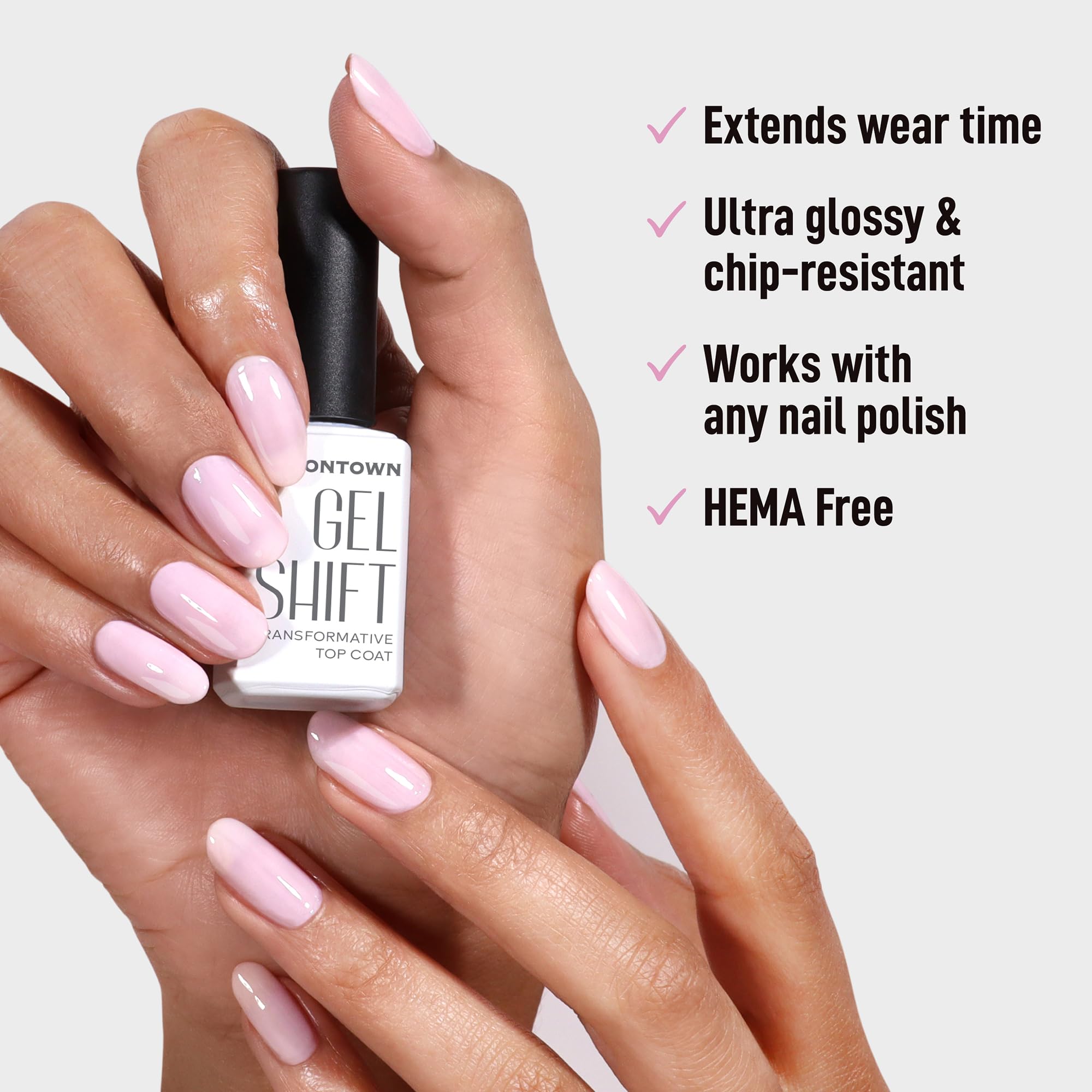 Londontown shiny chip resistant top coat application on freshly painted colorful nails