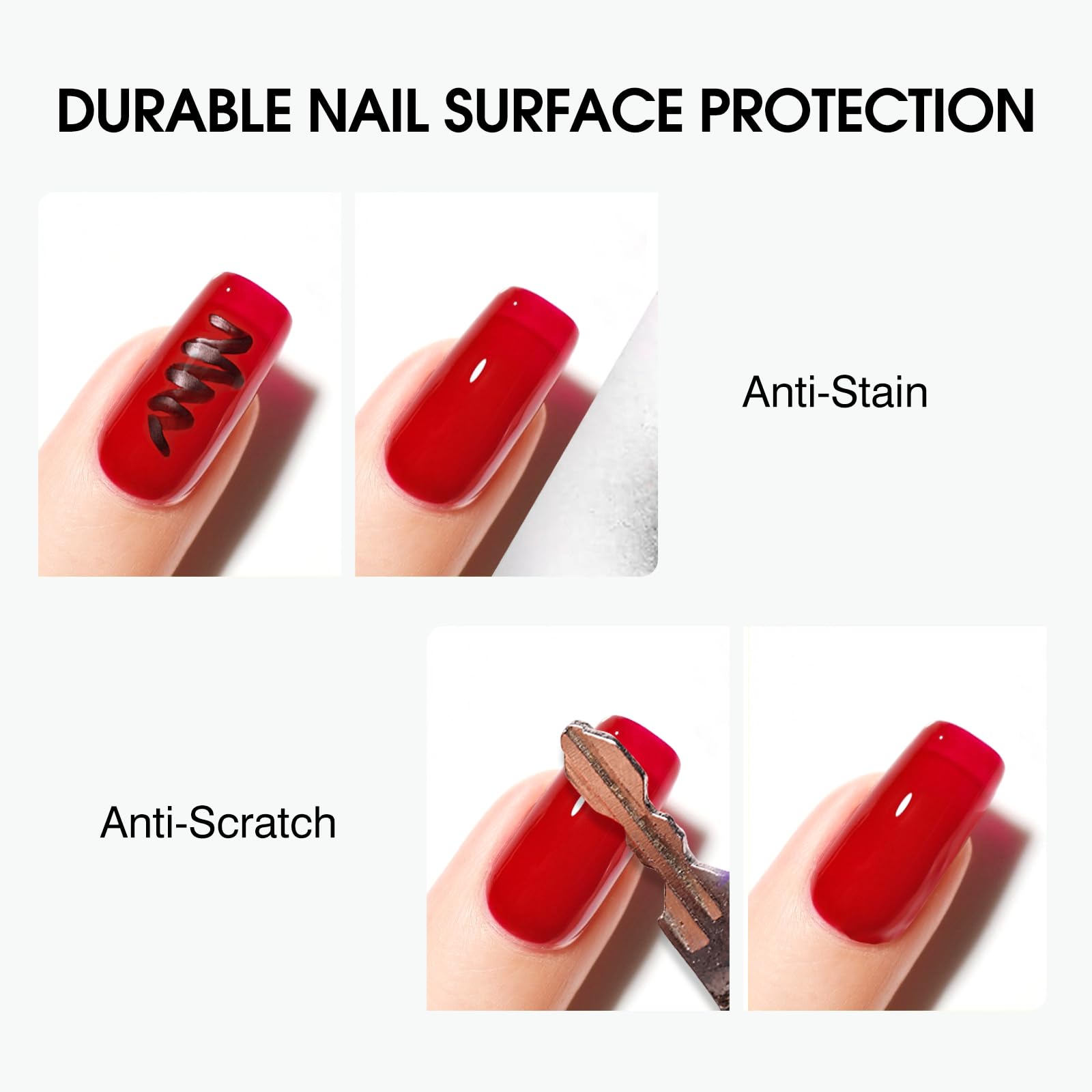 Glossy diamond shine finish on completed salon gel manicure.