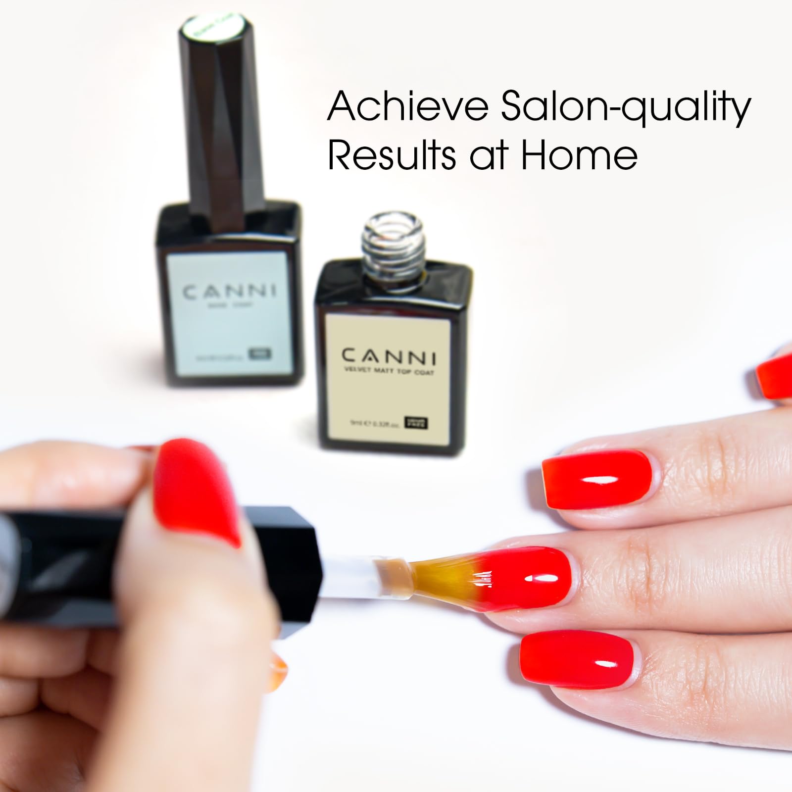 Two pieces of CANNI professional salon gel top coat bottles.