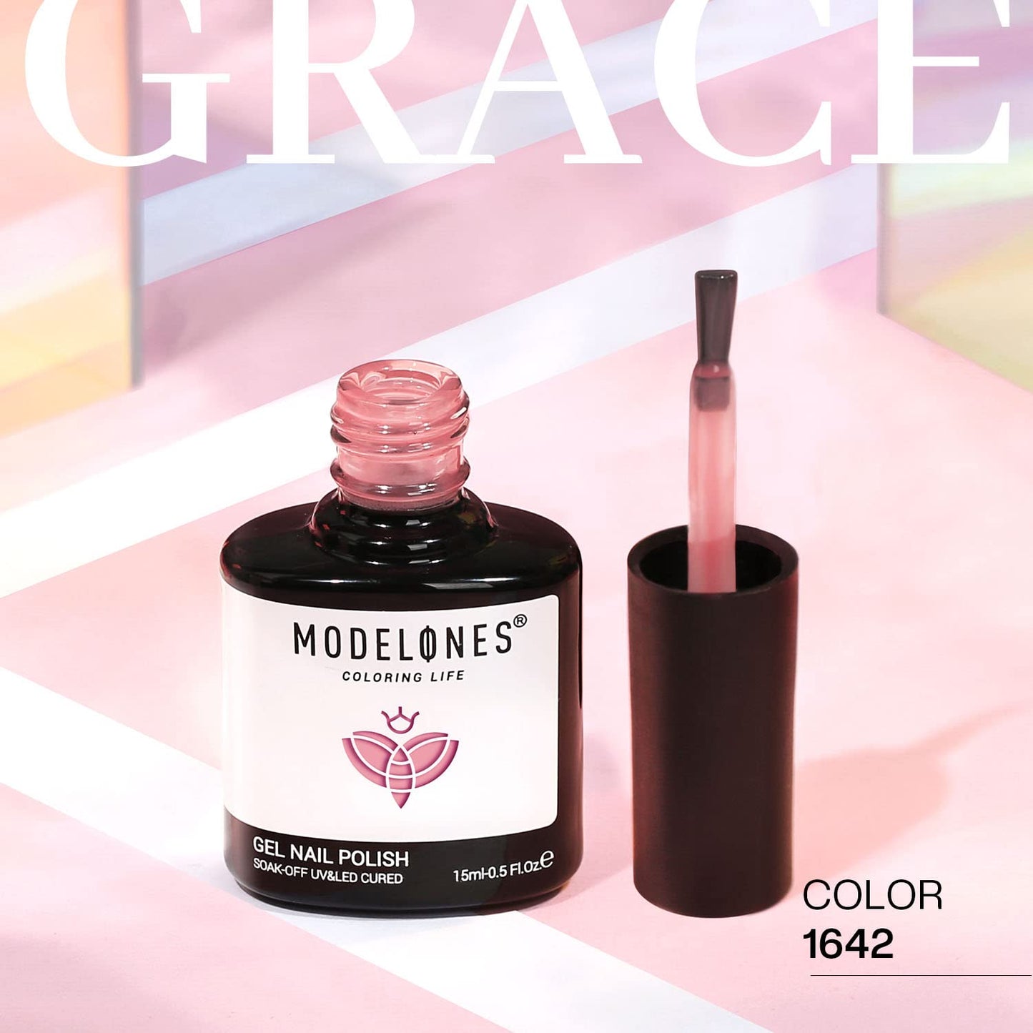 Modelones 15ml jelly pink gel polish bottle and brush