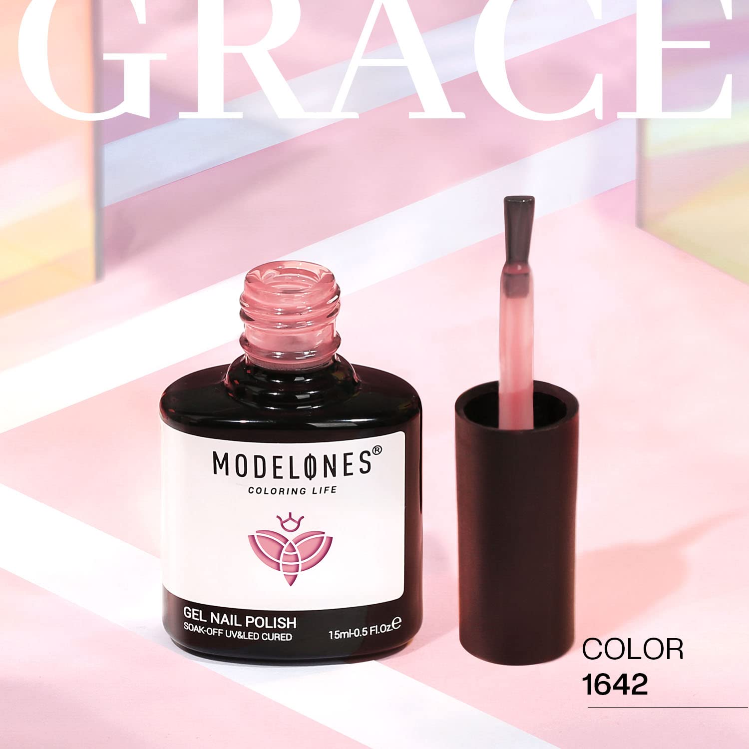 Modelones 15ml jelly pink gel polish bottle and brush