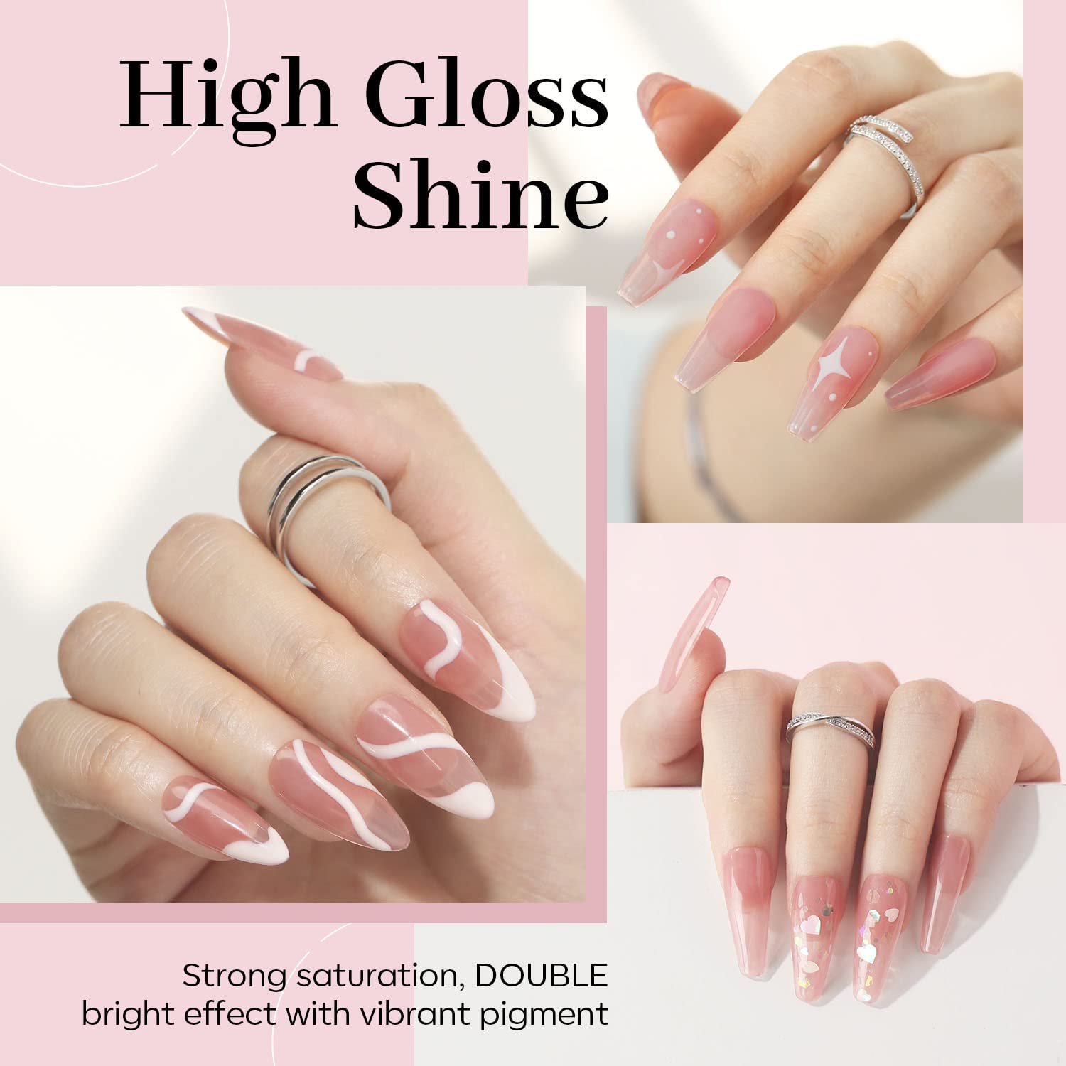 Modelones translucent pink gel polish swatch on nails