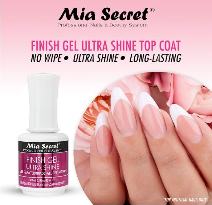 Mia Secret professional clear high gloss gel top coat for acrylic extensions