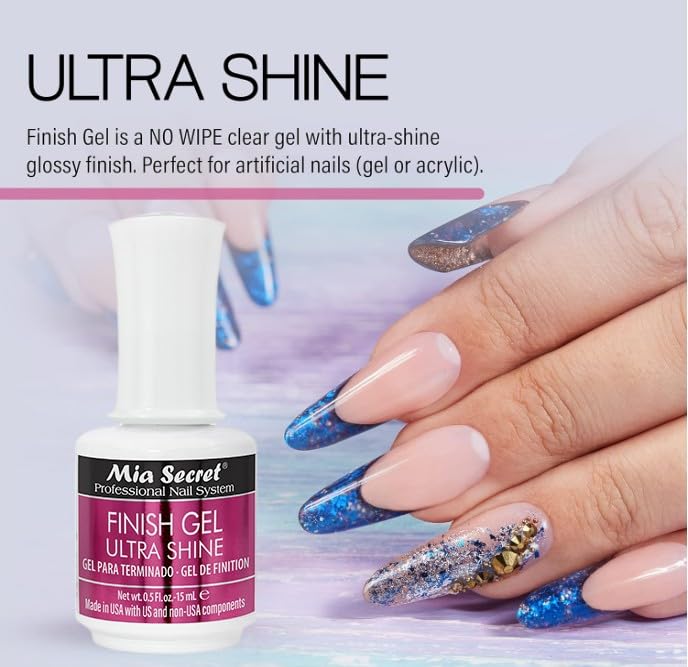 No wipe clear nail polish top coat bottle showing USA import packaging