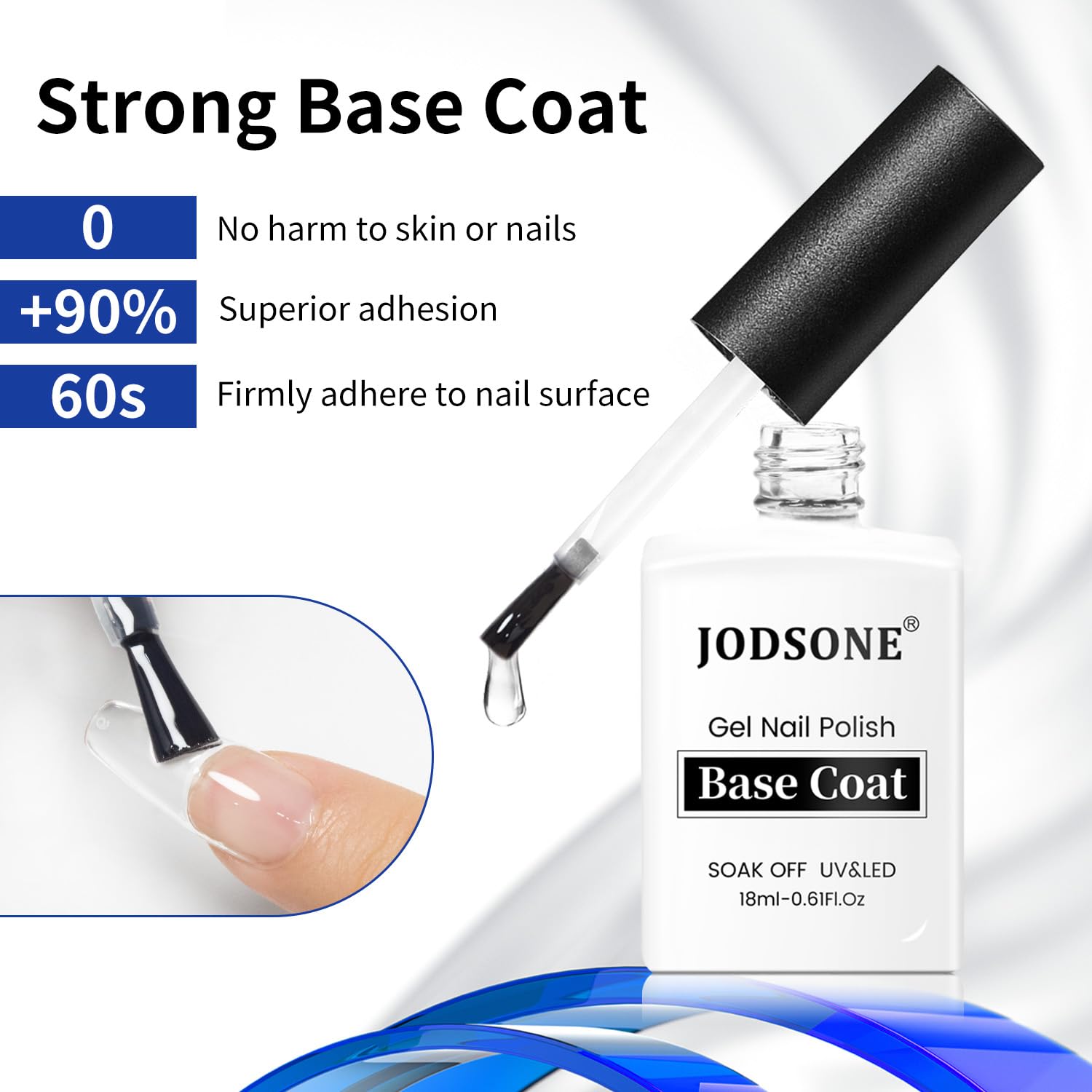 High shine JODSONE no wipe top coat bottle for scratch resistant nail protection