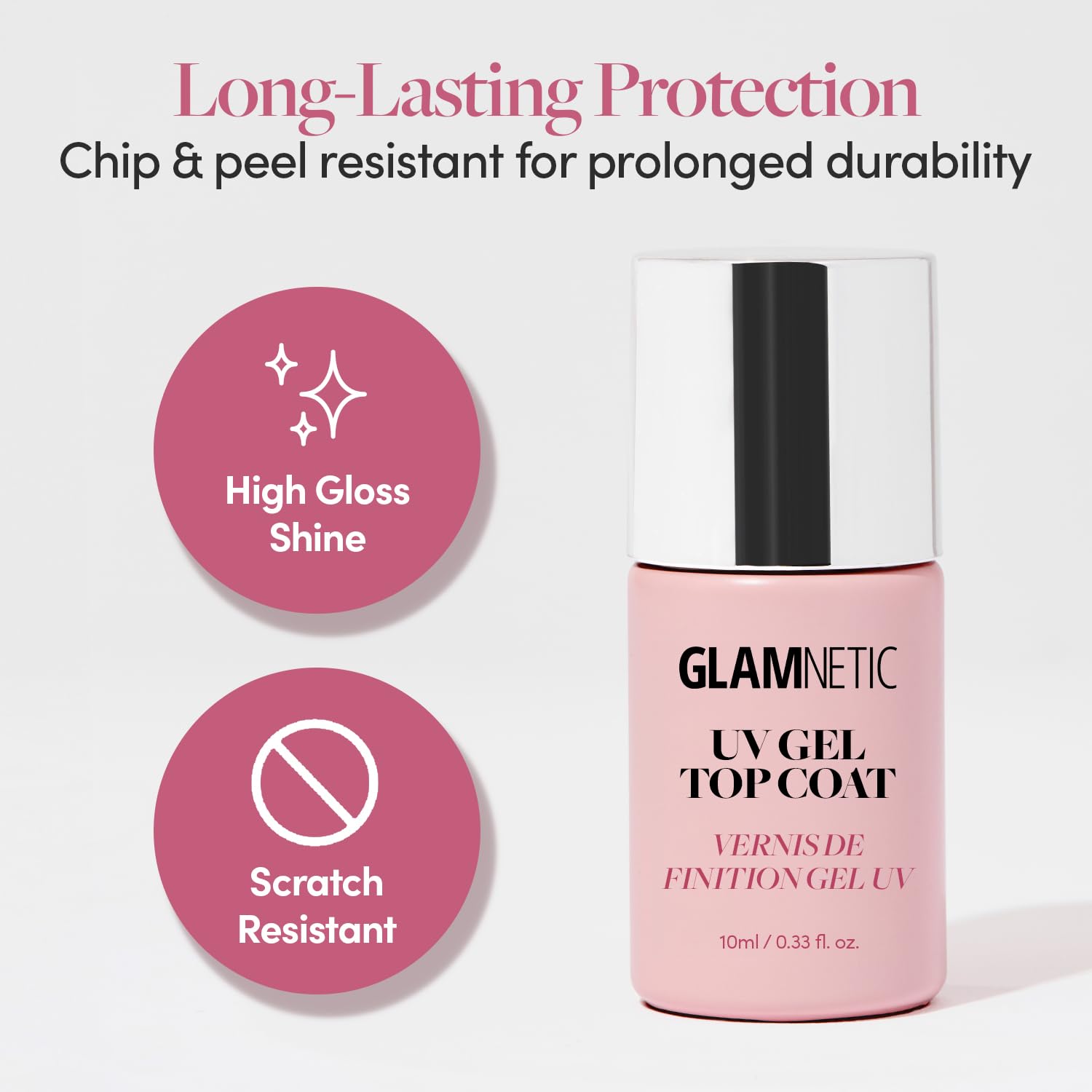 LED UV curable gel top coat being set under a handheld nail lamp