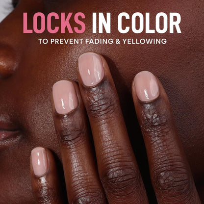 Quick dry top coat nail polish application with fan brush