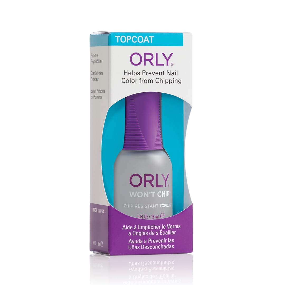 Orly premium vegan top coat packaging showcasing the ergonomic brush handle