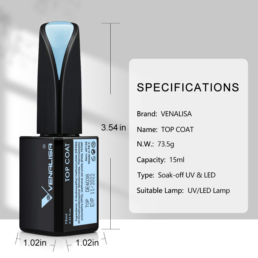 V Venalisa professional nail gel polish kit collection showing the clear top coat bottle