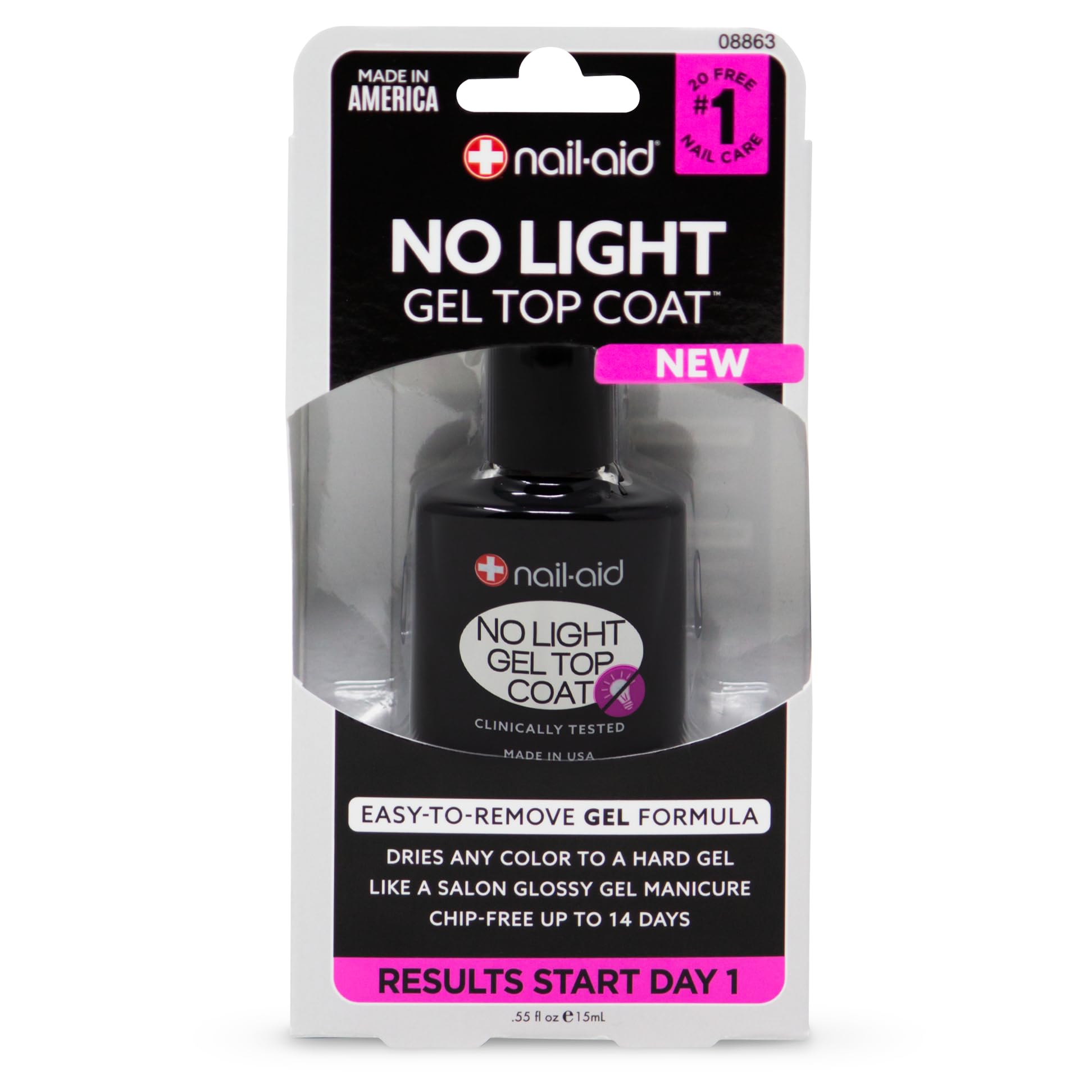 Manicure application process of Nail-Aid no-light gel lacquer over colored nail polish