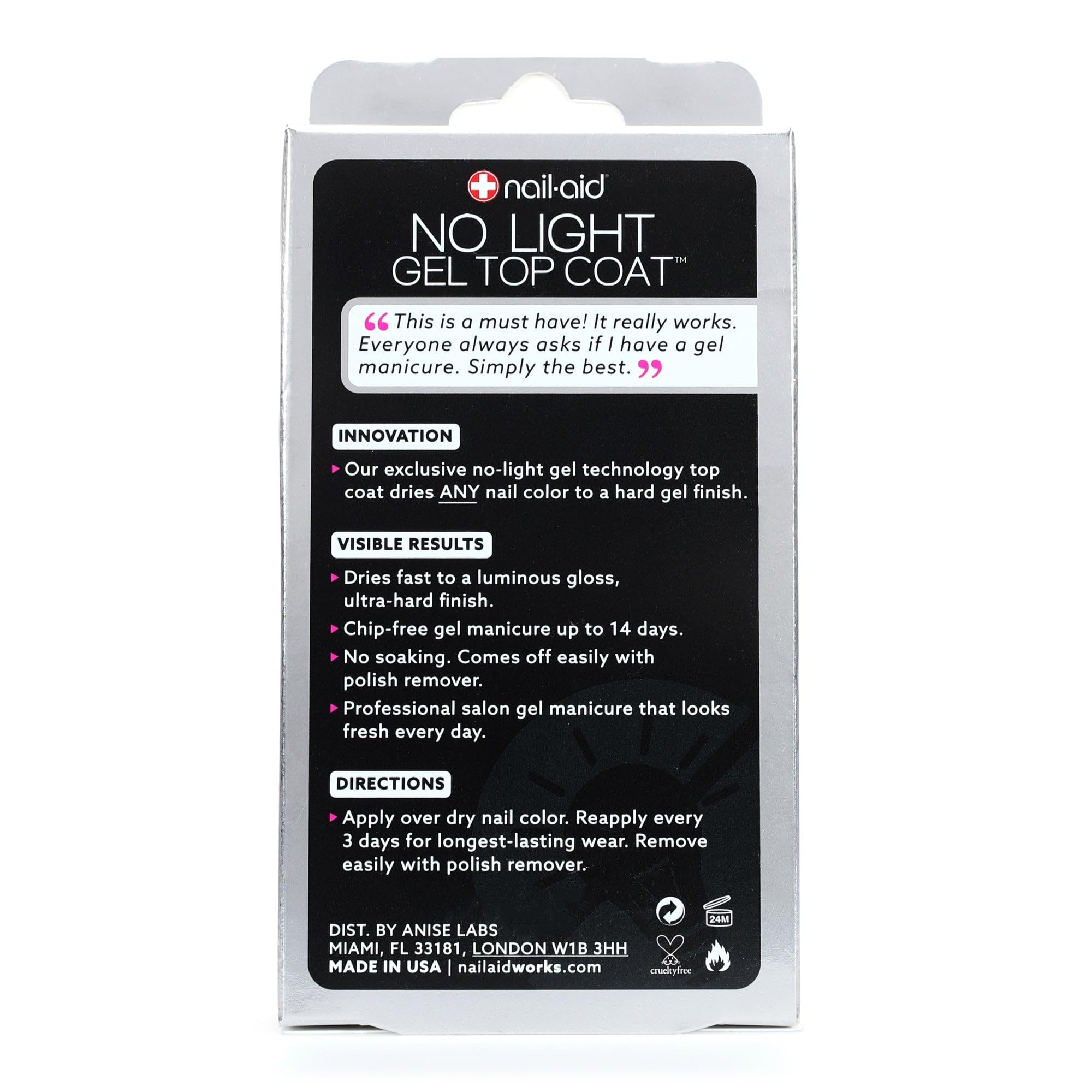 High gloss salon finish results on fingernails after using Nail-Aid professional top coat