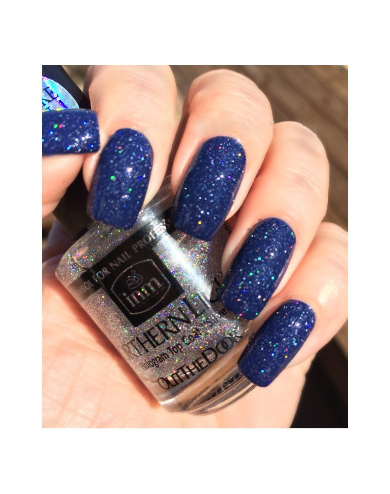 INM micro blended non yellowing top coat displaying the silver holographic film dispersion