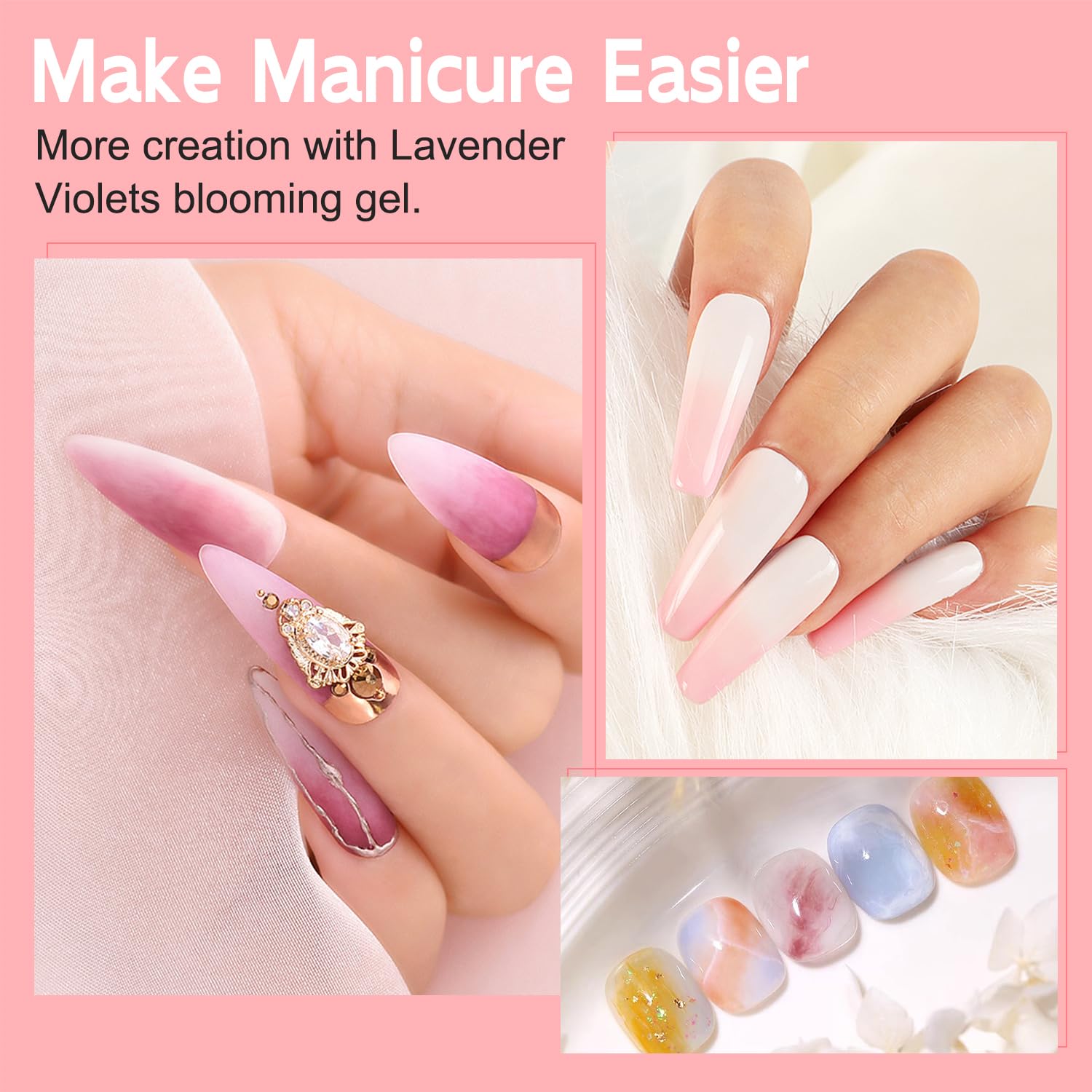 Lavender Violets blooming gel for marble and watercolor nail designs