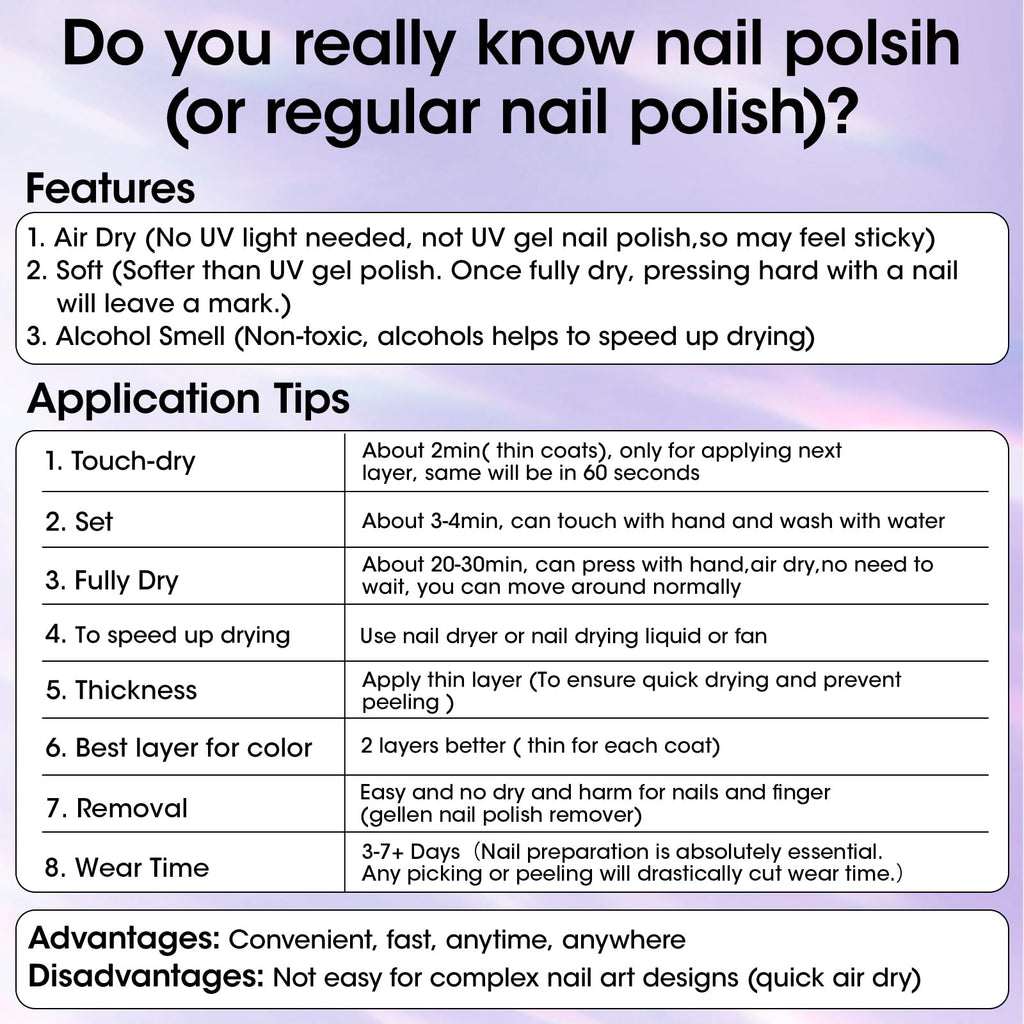 Gellen rapid drying top coat texture sample close up. Manicure.