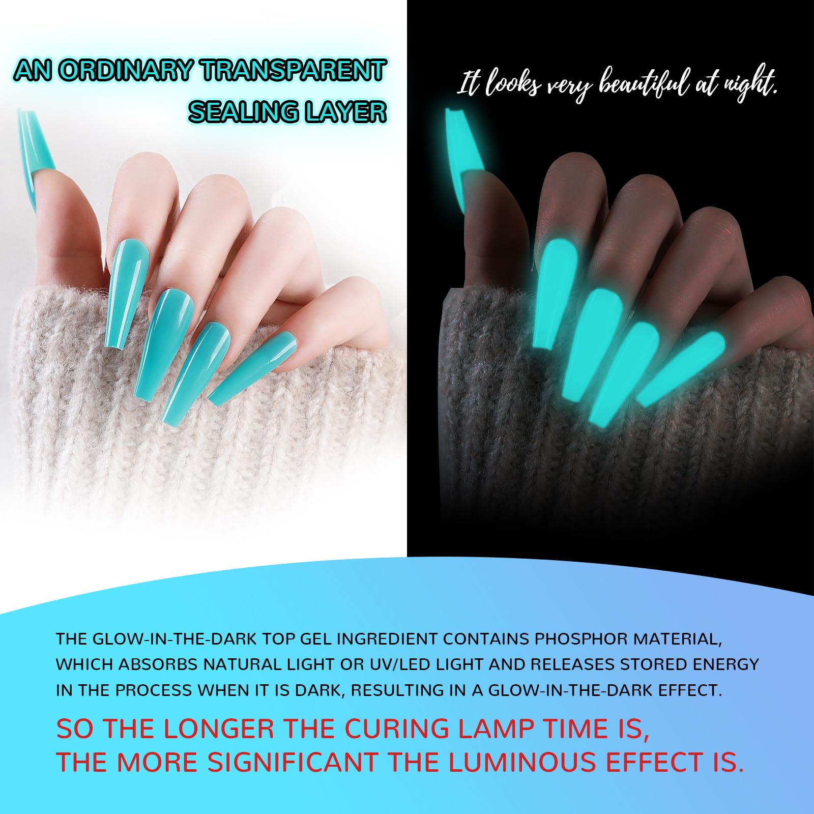 No wipe long lasting formula being cured under a professional salon UV LED nail lamp.