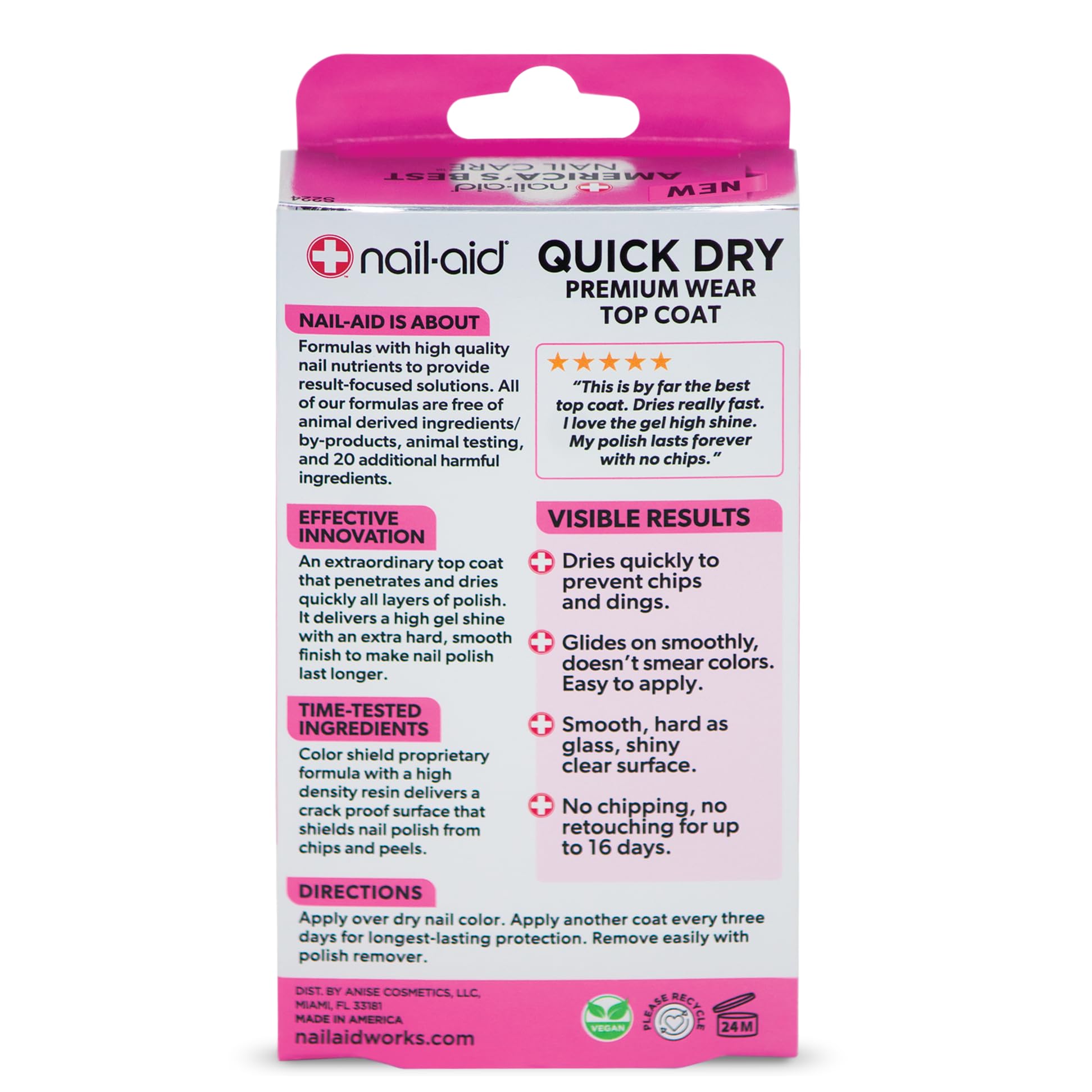 Nail-Aid 0.55 fluid ounce glass shine top coat packaging detail