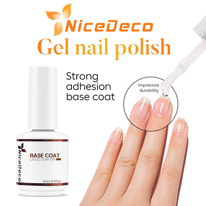 Nicedeco no wipe glossy gel top coat being applied to a nail under a modern manicure setup.