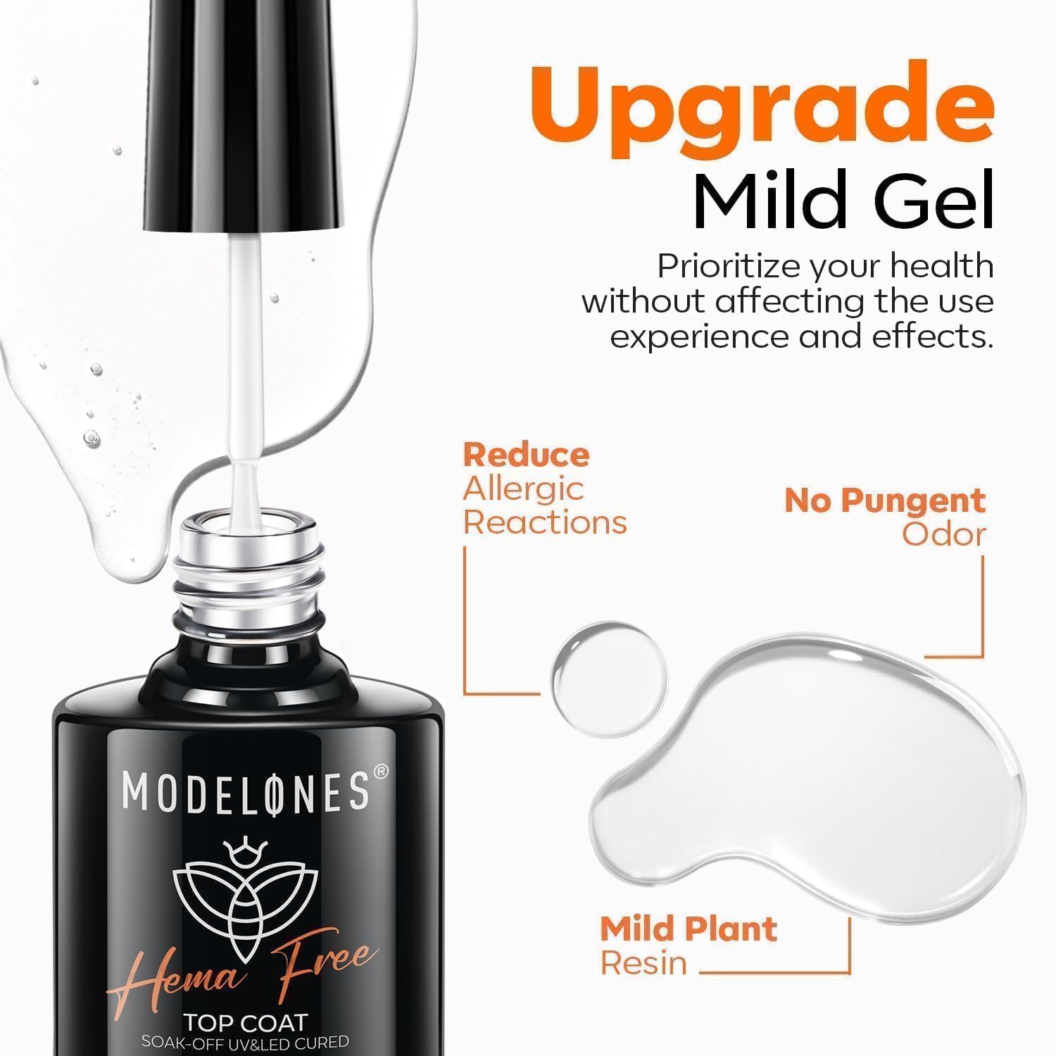 Modelones professional salon grade clear top coat bottle showcasing the protective sealing qualities