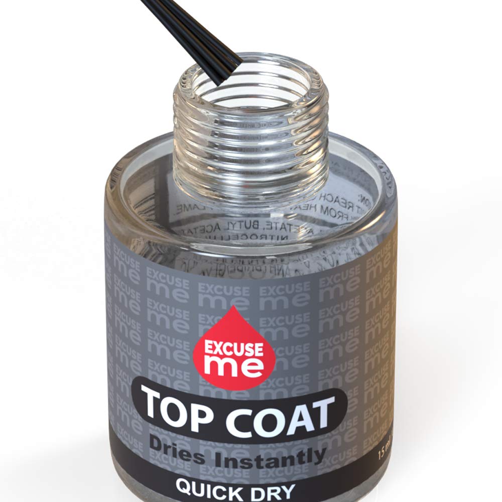 Excuse Me fast setting chip resistant protective top coat 15ml packaging details