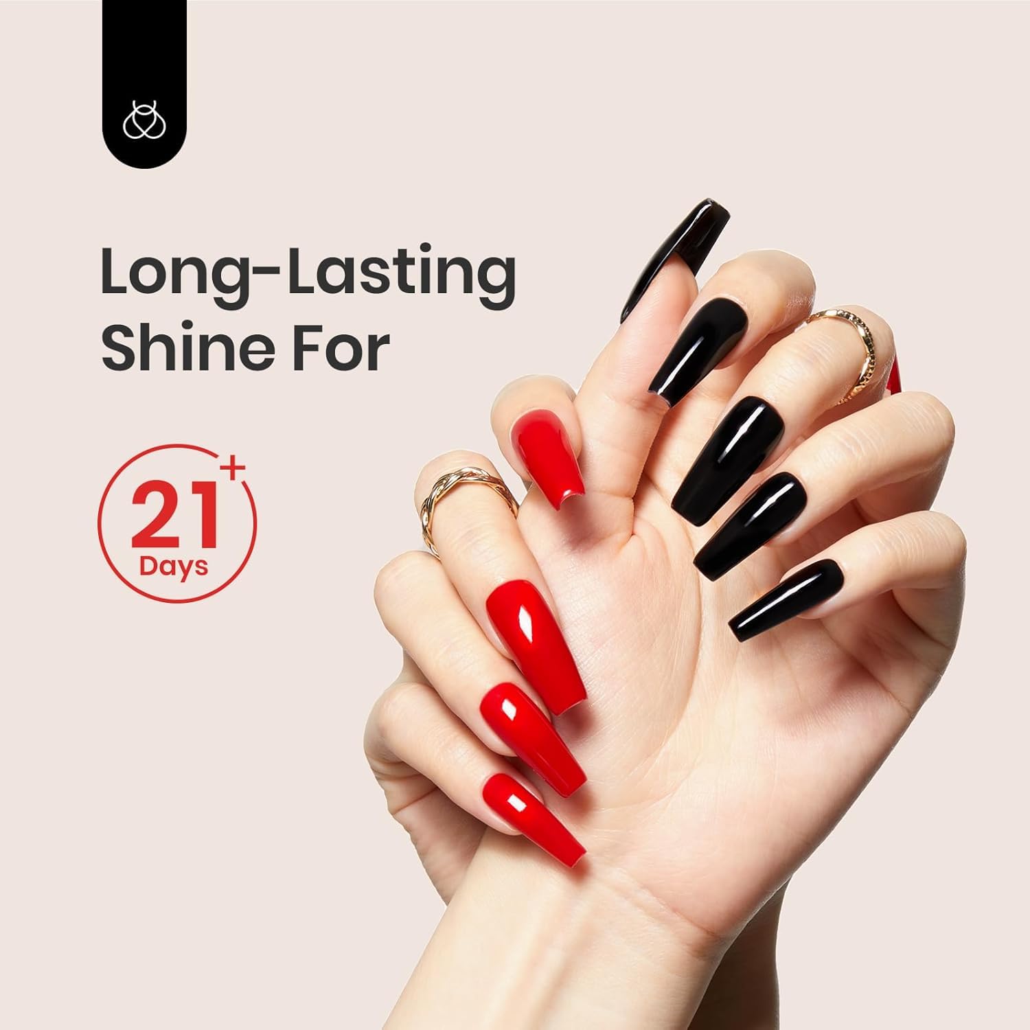 Premium soak off LED cured top and base coat packaging for home manicures