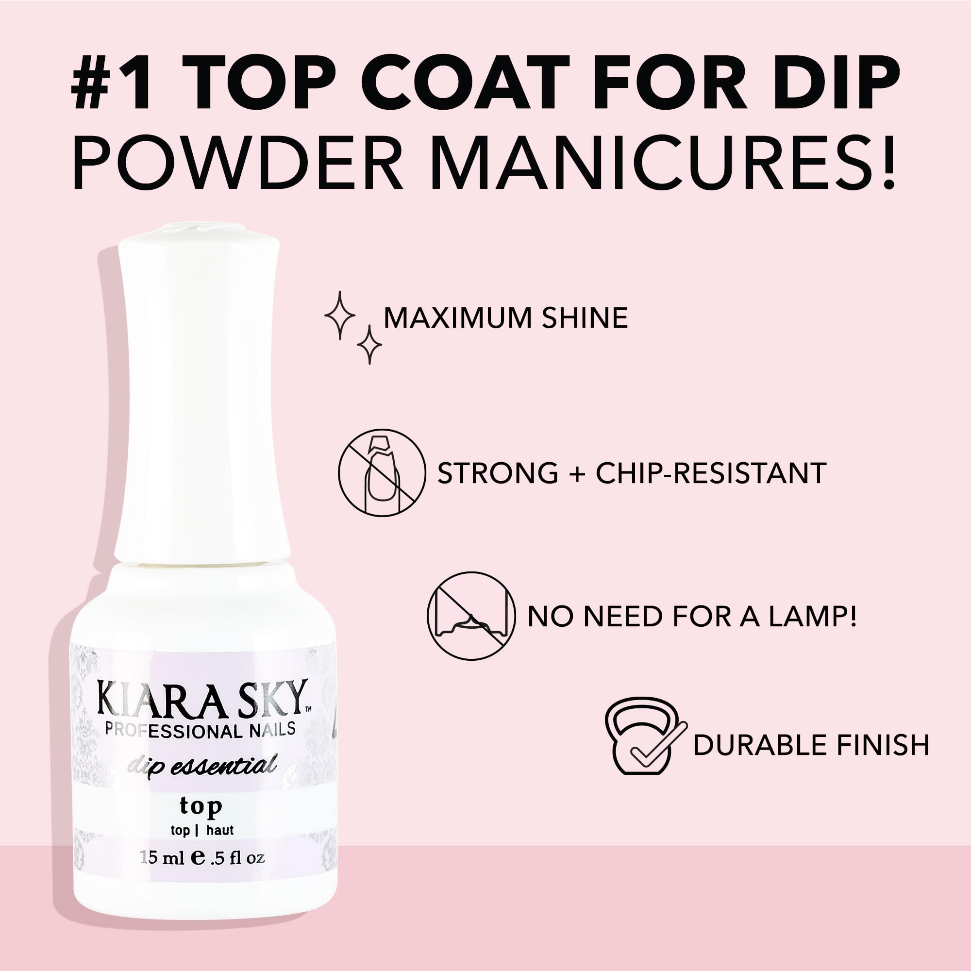 Authentic Kiara Sky dip powder top coat fluid liquid container highlighting step number four indicator
