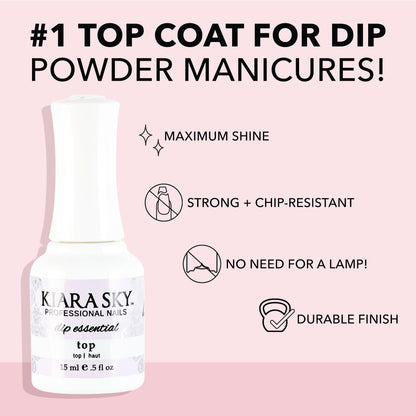 Authentic Kiara Sky dip powder top coat fluid liquid container highlighting step number four indicator