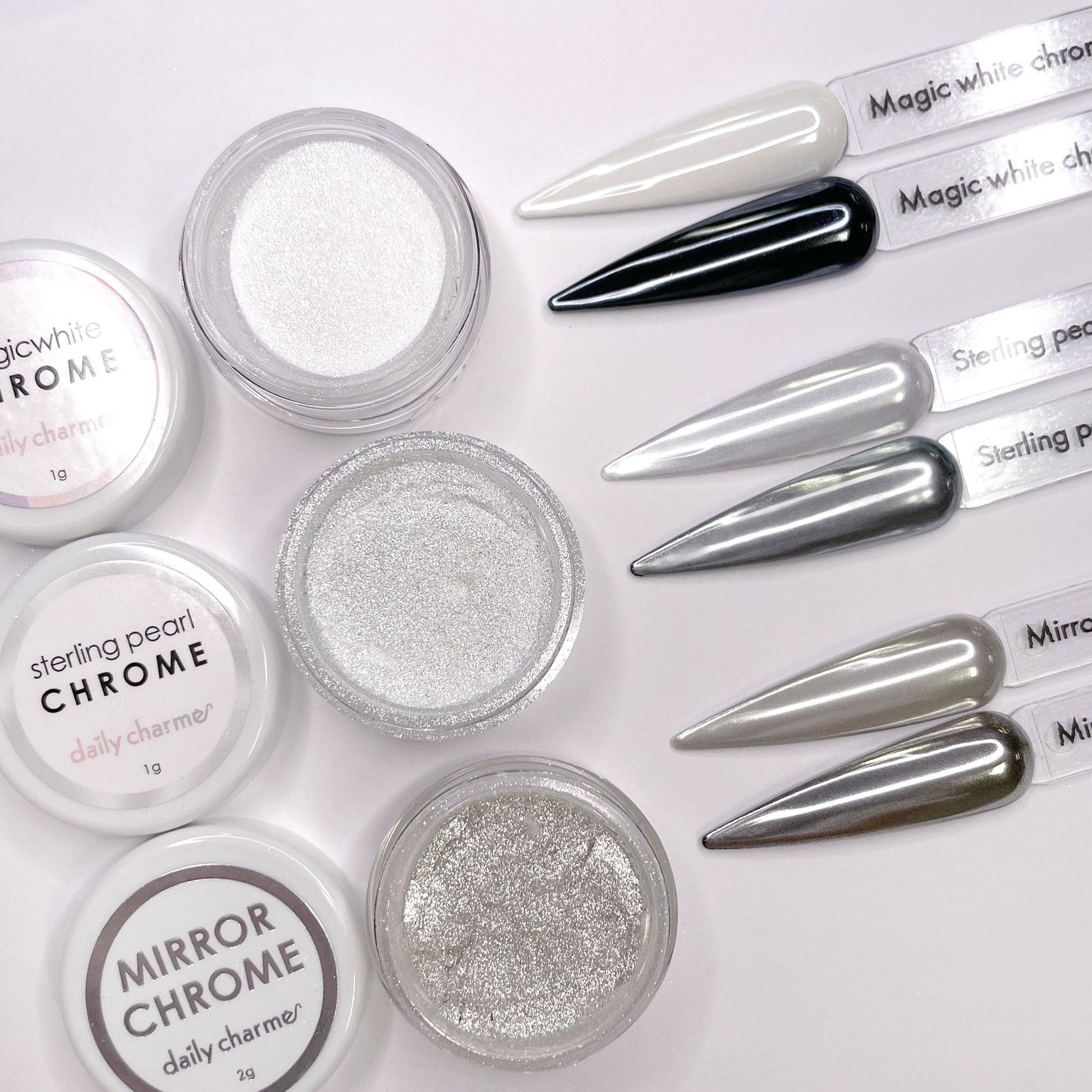 Close up view of the smooth brush applicator inside the Daily Charme mirror finish gel bottle