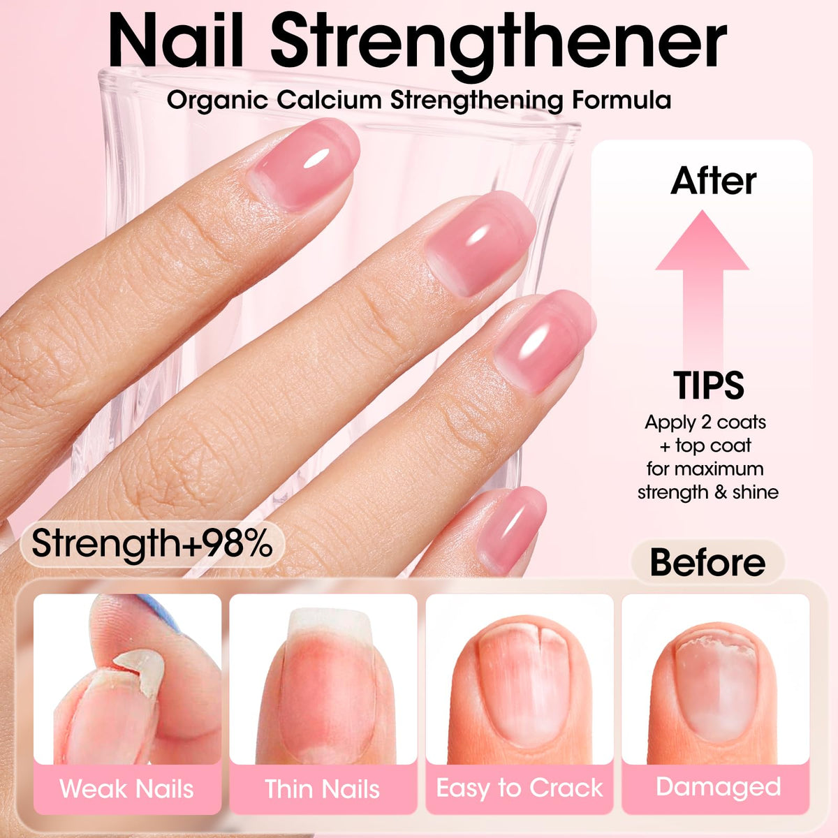 Gellen calcium formula nail base coat packaging display