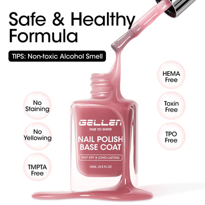 Gellen calcium fortified nail treatment box and bottle resting on a clean white vanity surface.