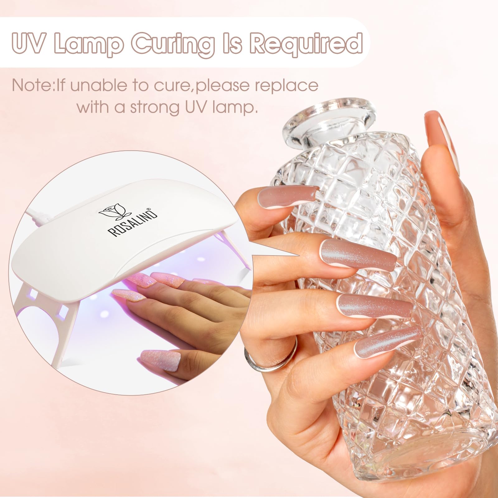 Top down view of four Rosalind nail art gel bottles